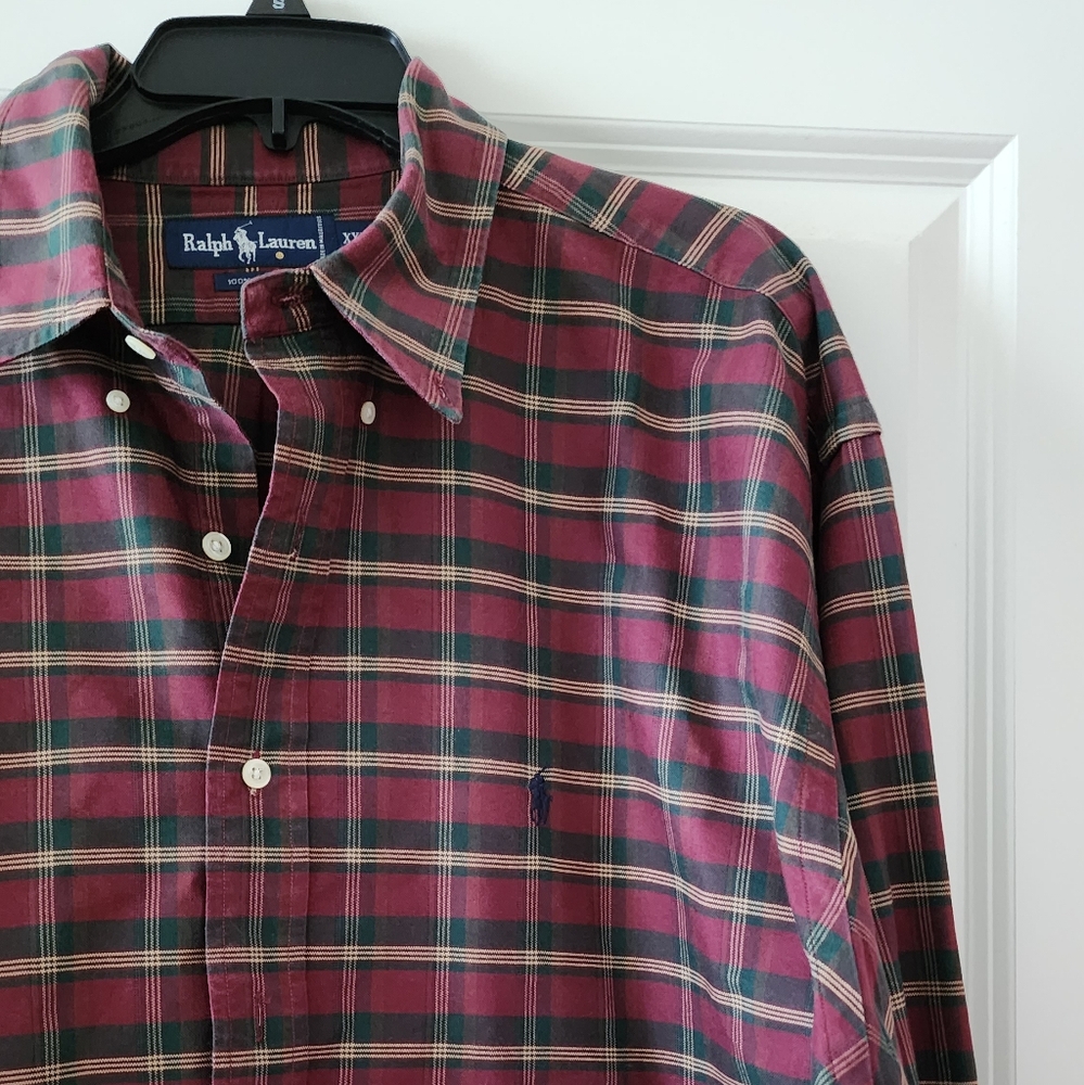 RALPH LAUREN Longsleeve Button Up Plaid Shirt Mens Size XXL Maroon